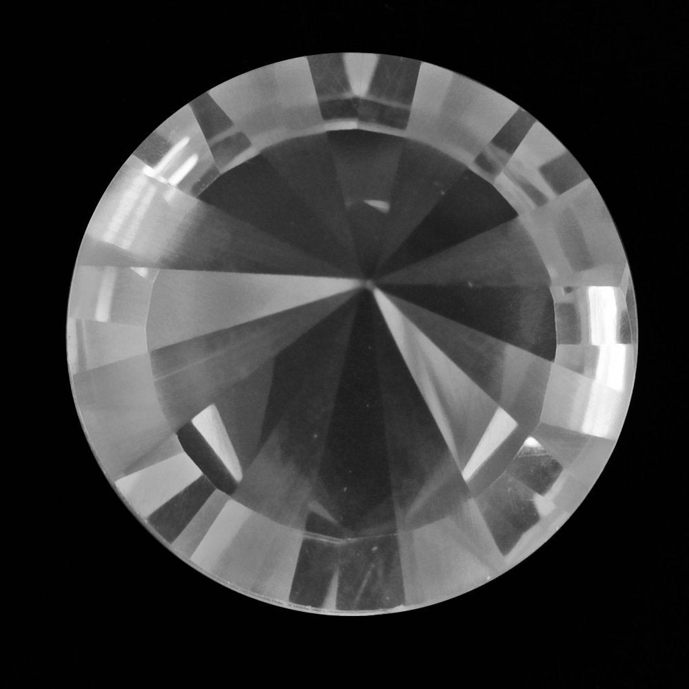 CRYSTAL ROUND DIAMOND CUT WITH ONE FACET POLISH &amp; ONE UNPOLISH (DES#29) 15MM 10.15 Cts.