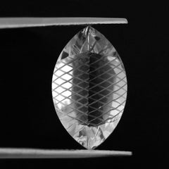 CRYSTAL BUFFTOP CARVED NET BACK MARQUISE (DES#104) 20x12MM 10.00 Cts.