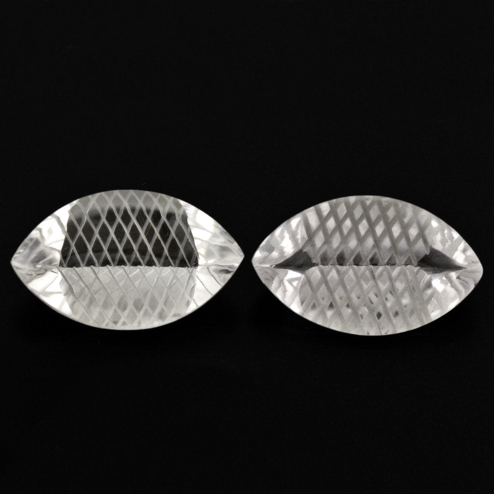 CRYSTAL BUFFTOP CARVED NET BACK MARQUISE (DES#104) 20x12MM 10.00 Cts.