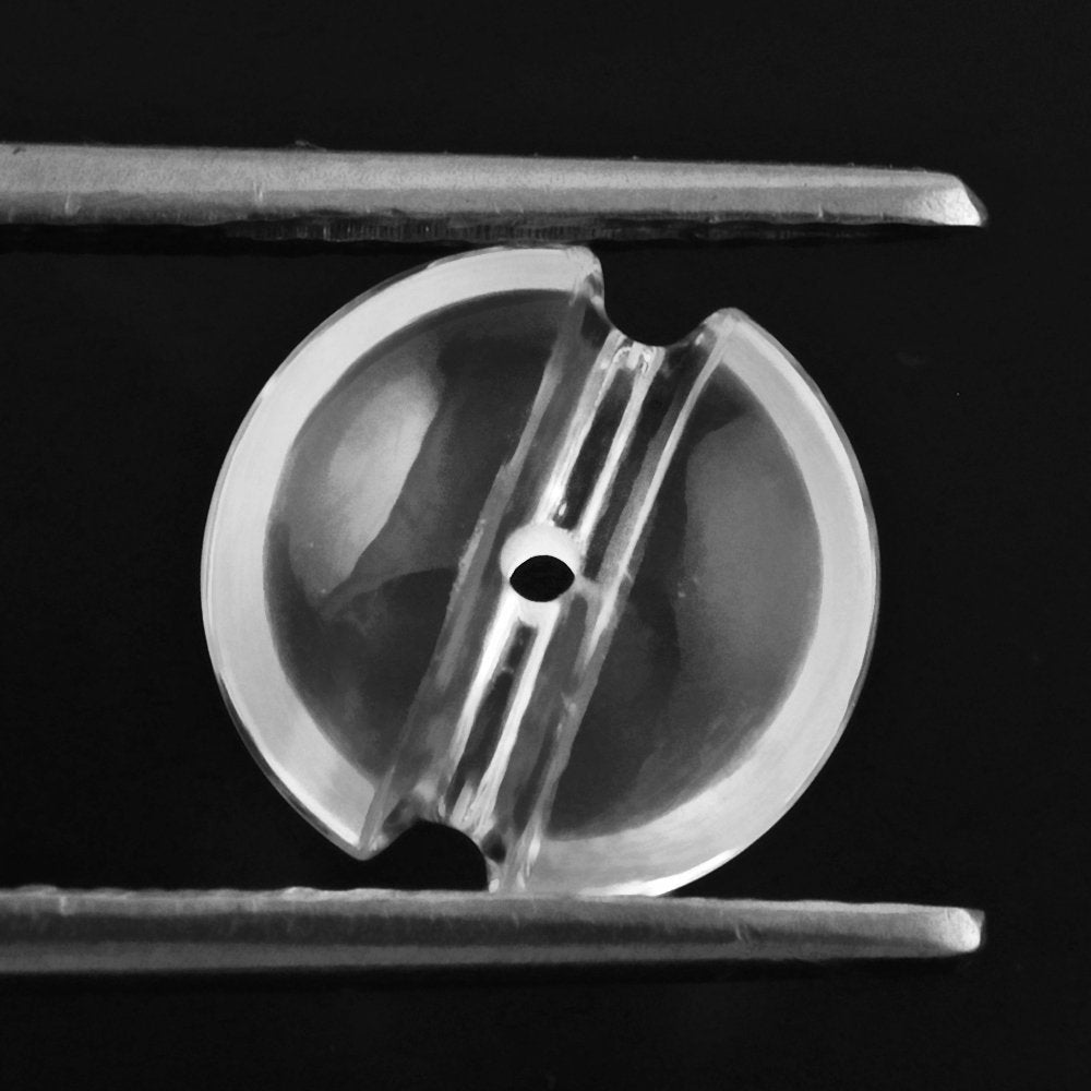 CRYSTAL LENTIL ROUND WITH CARVED BELT (FULL DRILL 1MM) (DES#25) 10MM 2.83 Cts.