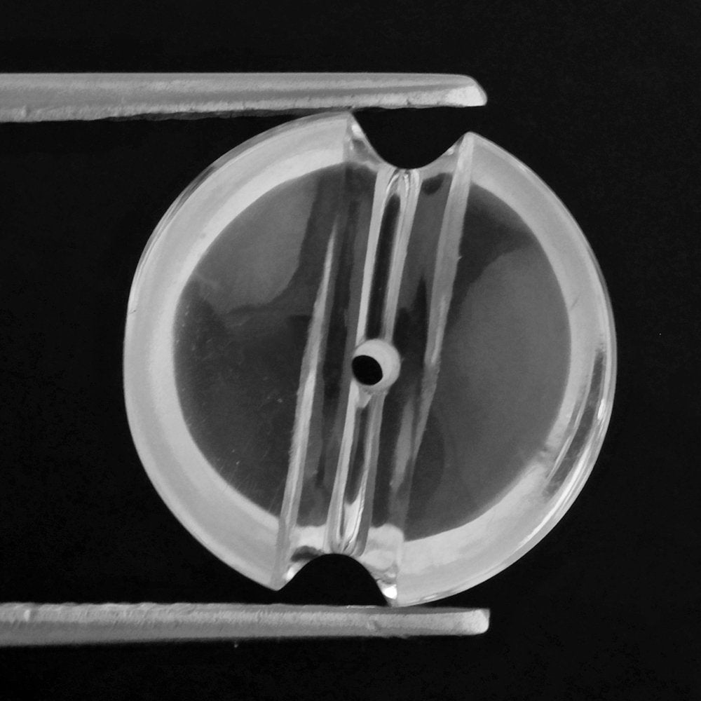 CRYSTAL LENTIL ROUND WITH CARVED BELT (FULL DRILL 1MM) (DES#25) 14MM 8.10 Cts.