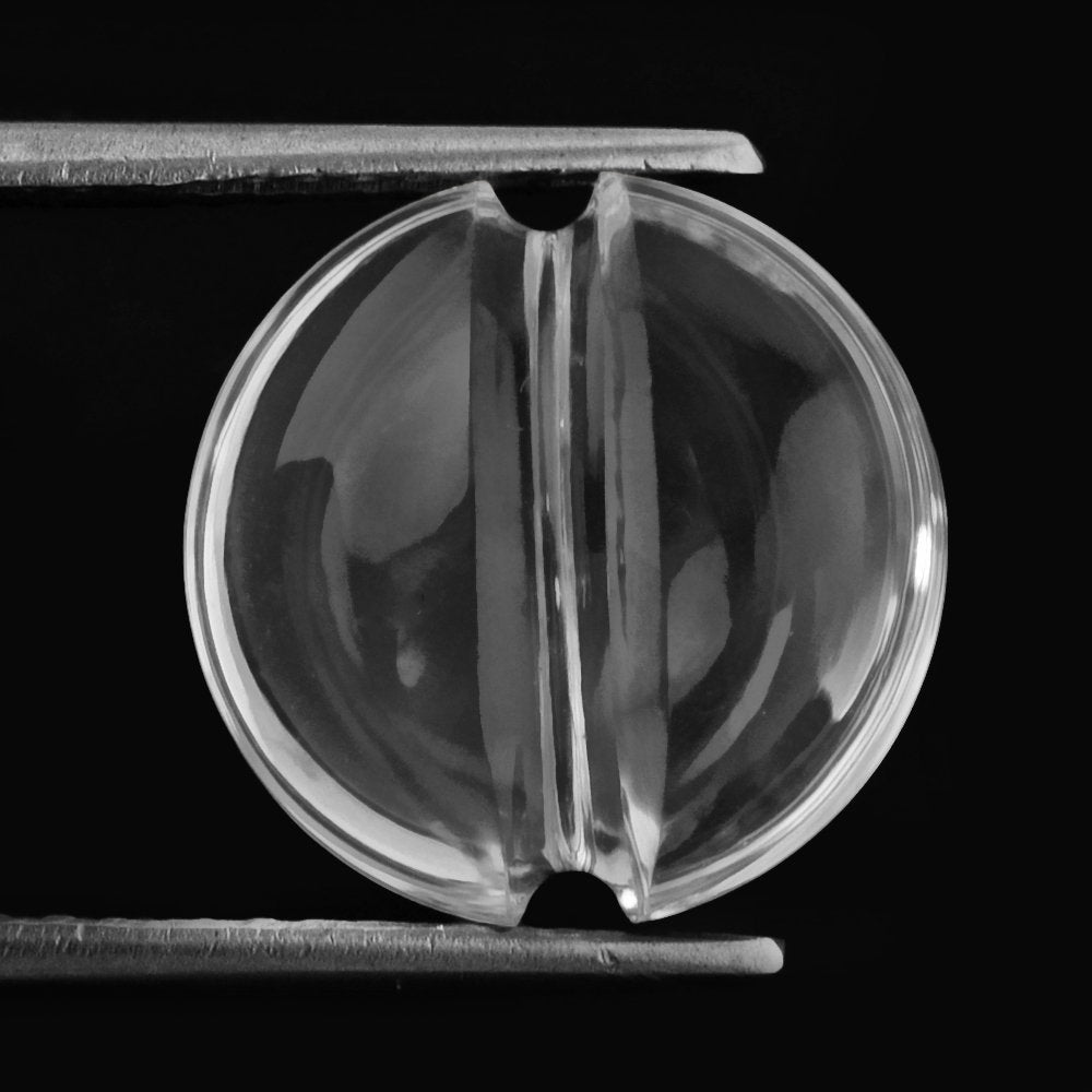 CRYSTAL LENTIL ROUND WITH CARVED BELT (DES#25) (FULL DRILL 1MM) 14MM 7.58 Cts.