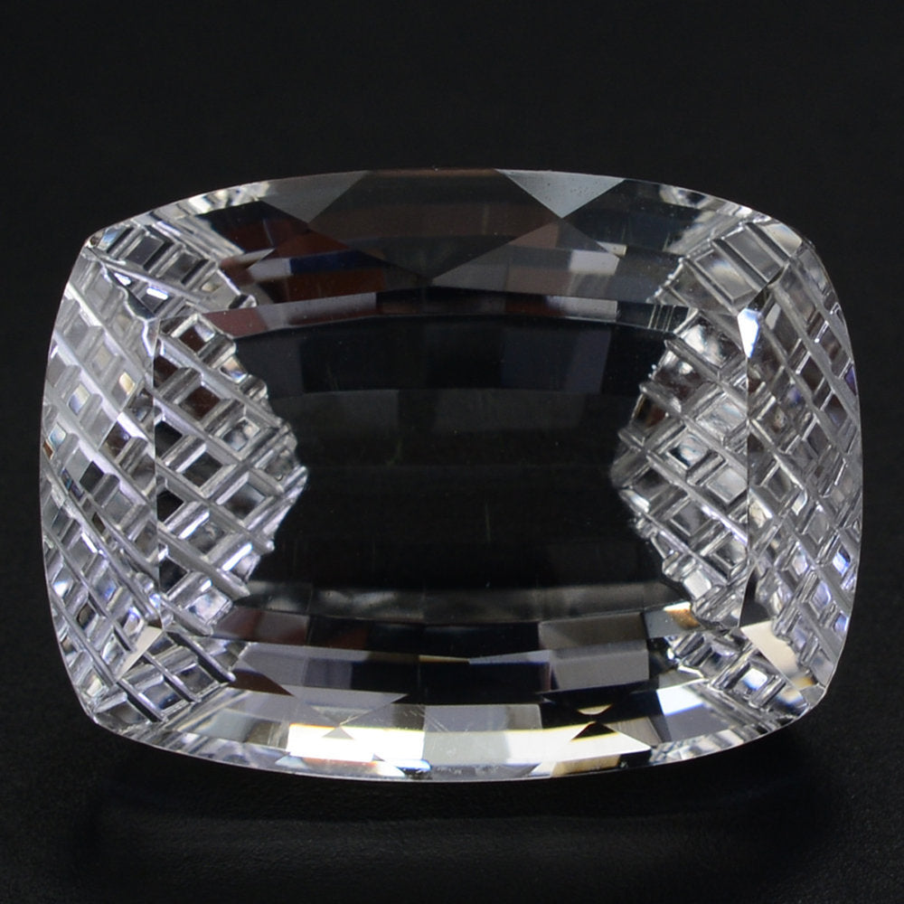 CRYSTAL CUSHION STEP CUT WITH CARVED SIDES (DES#78) 16X12MM 11.70 Cts.