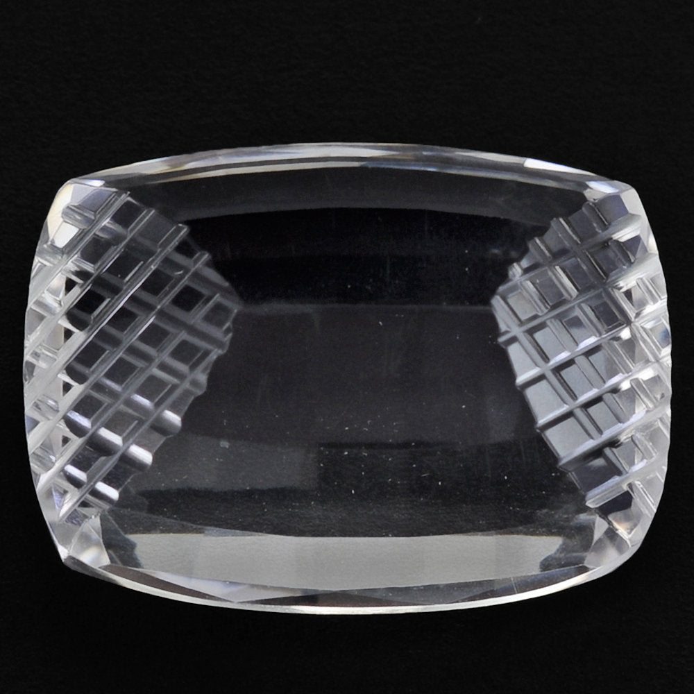 CRYSTAL CUSHION STEP CUT WITH CARVED SIDES (DES#78) 16X12MM 11.70 Cts.