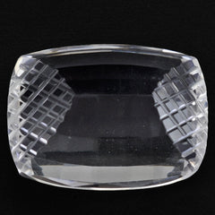 CRYSTAL CUSHION STEP CUT WITH CARVED SIDES (DES#78) 16X12MM 11.70 Cts.