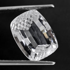 CRYSTAL CUSHION STEP CUT WITH CARVED SIDES (DES#78) 16X12MM 11.70 Cts.