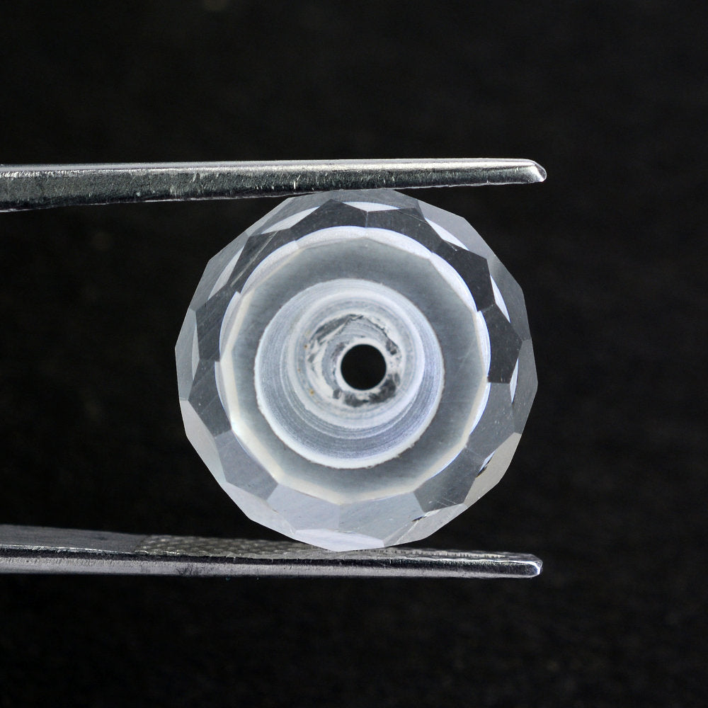 CRYSTAL QUARTZ IRREGULAR FACETED ROUNDEL (FULL DRILL) 16MM 18.60 Cts.