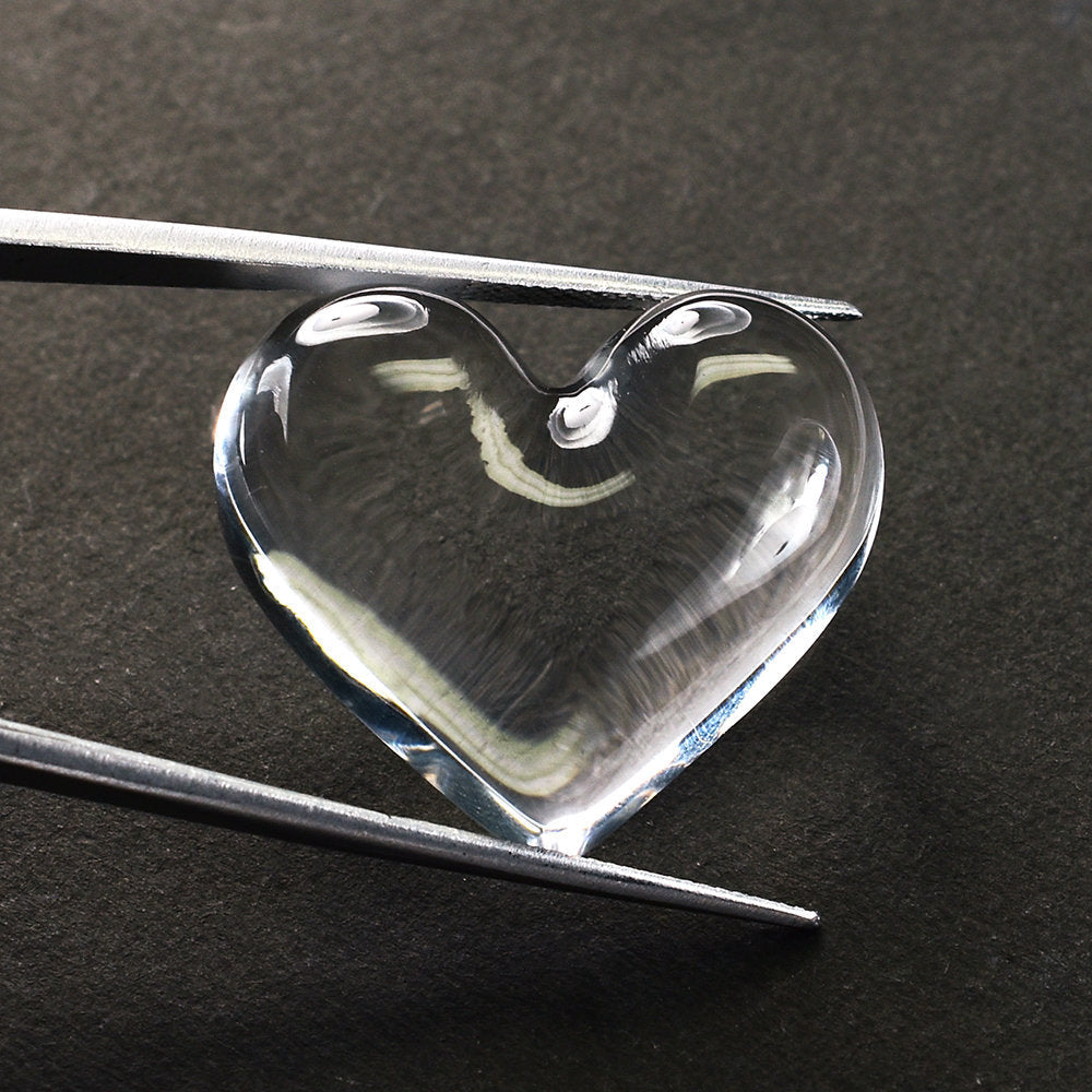 CRYSTAL QUARTZ PLAIN HEART CAB 29.90X25.55MM 53.85 Cts.