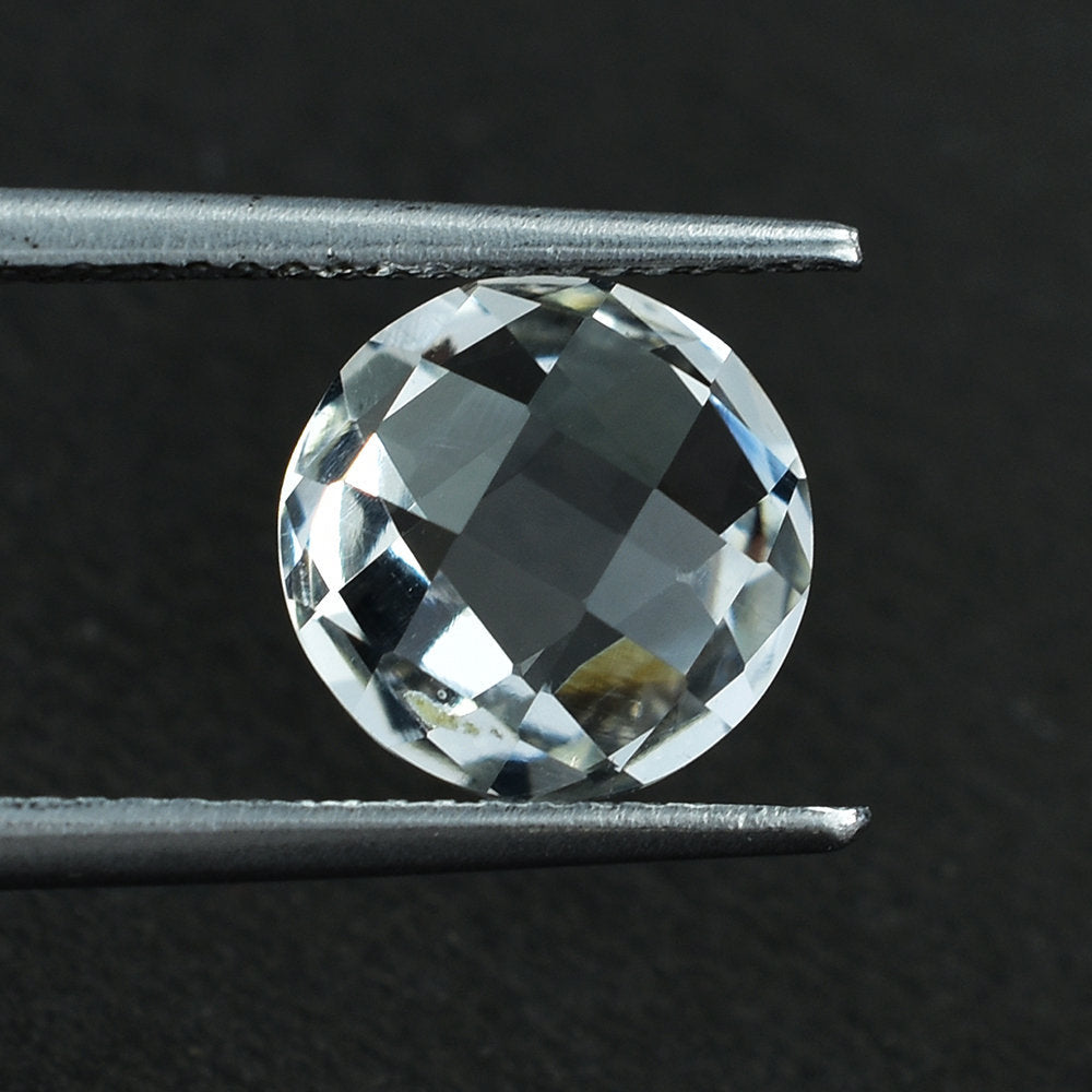 CRYSTAL QUARTZ CHECKER CUT BRIOLETTE ROUND 9.00MM 2.25 Cts.