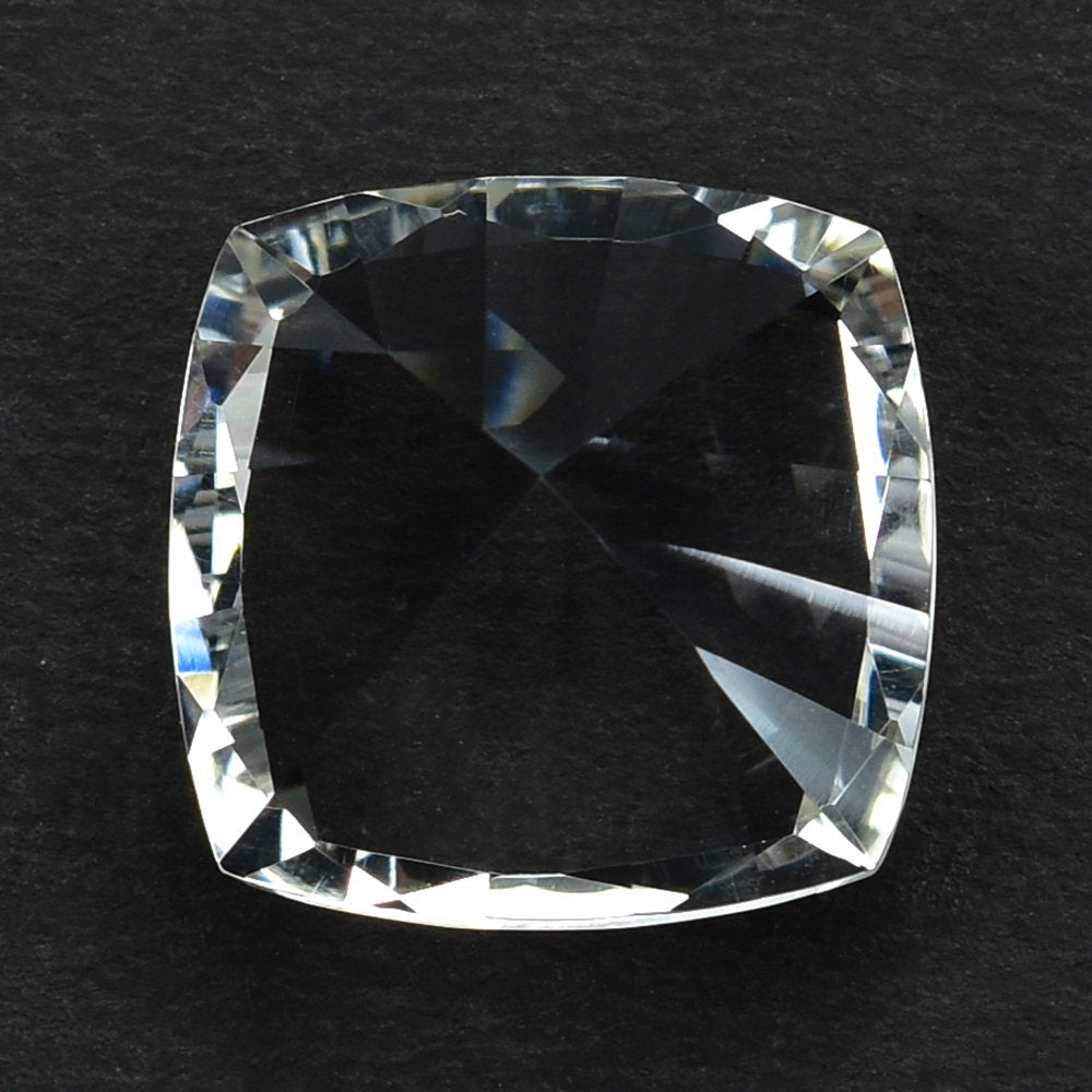 CRYSTAL QUARTZ CONCAVE CUT CUSHION 16X16MM 14.75 Cts.