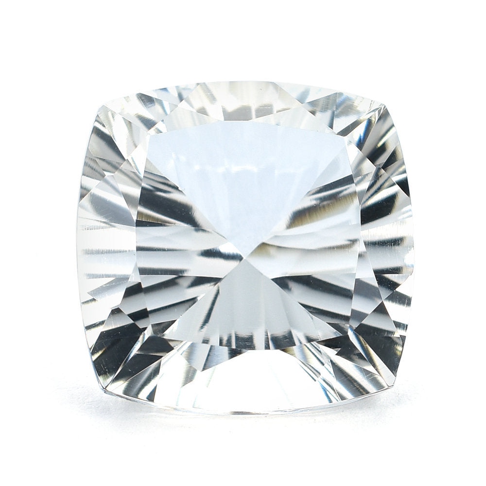 CRYSTAL QUARTZ CONCAVE CUT CUSHION 16X16MM 14.75 Cts.