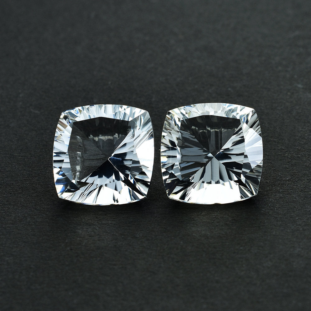 CRYSTAL QUARTZ CONCAVE CUT CUSHION 16X16MM 14.75 Cts.