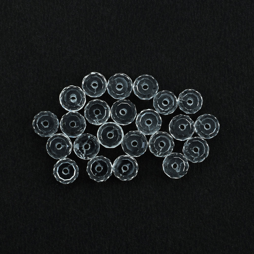 CRYSTAL QUARTZ FACETED ROUNDEL BEADS (FULL DRILL 1.00MM) 5X5MM 0.51 Cts.