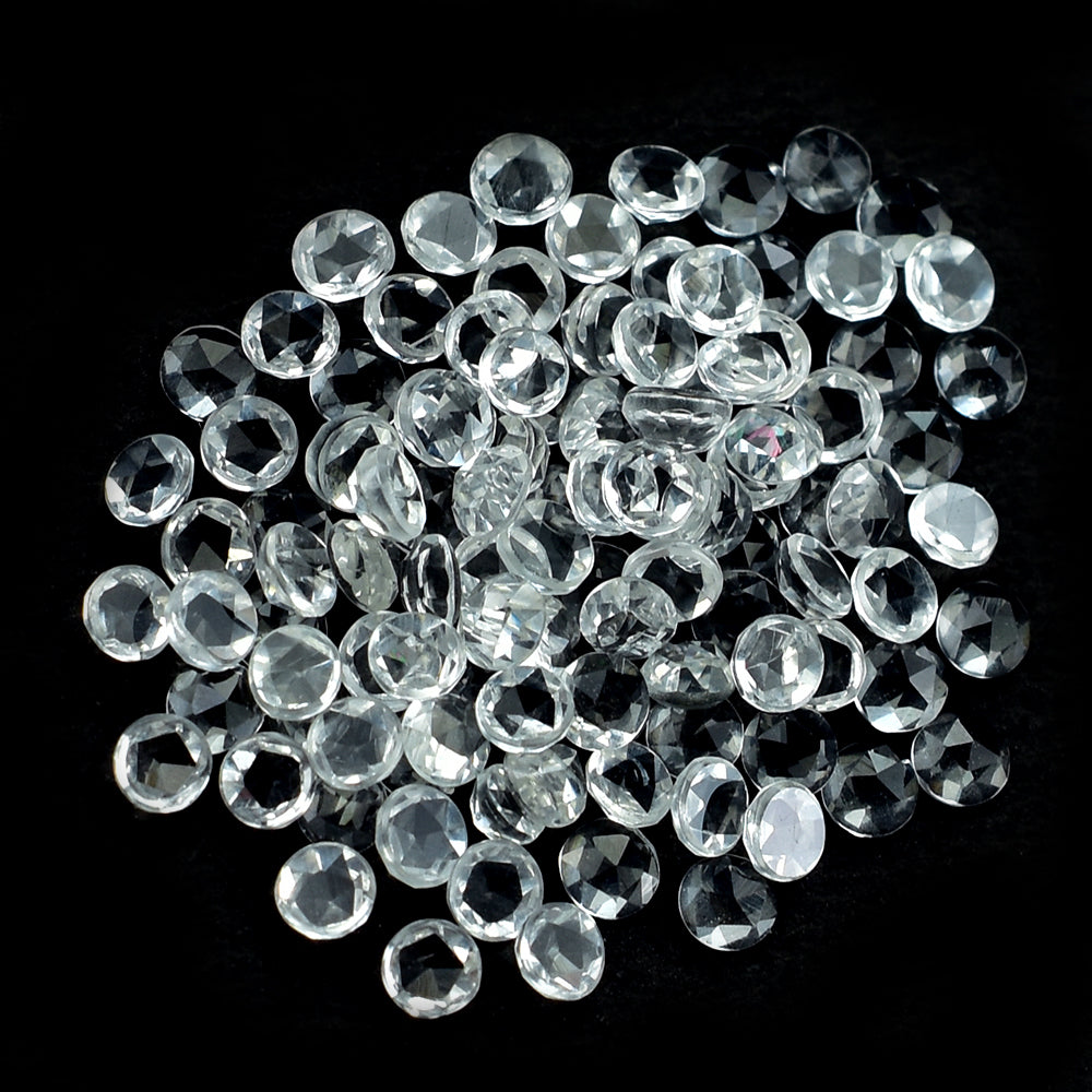 CRYSTAL ROCK QUARTZ ROSE CUT ROUND CAB (WHITE/CLEAN) 2.50X2.50 MM 0.07 CTS