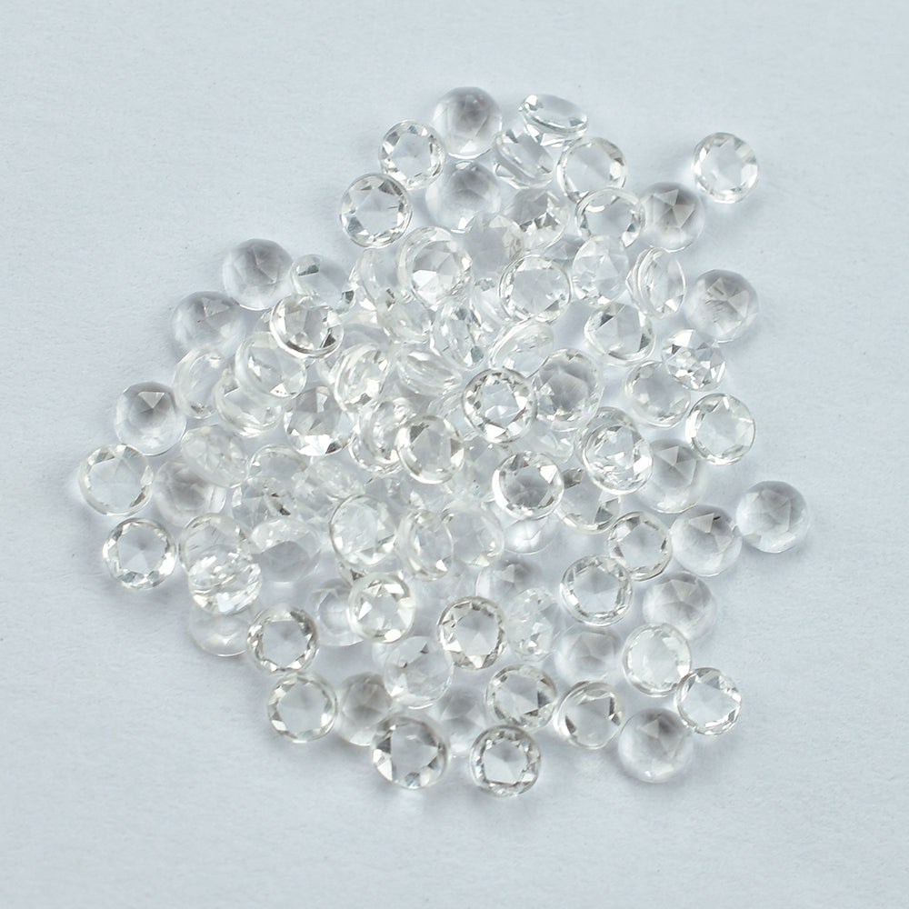 CRYSTAL ROCK QUARTZ ROSE CUT ROUND CAB (WHITE/CLEAN) 2.50X2.50 MM 0.07 CTS