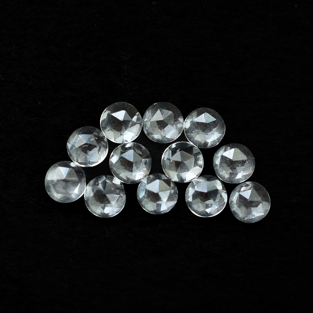 CRYSTAL ROCK QUARTZ ROSE CUT ROUND CAB (WHITE/CLEAN) 2.00X2.00 MM 0.04 CTS