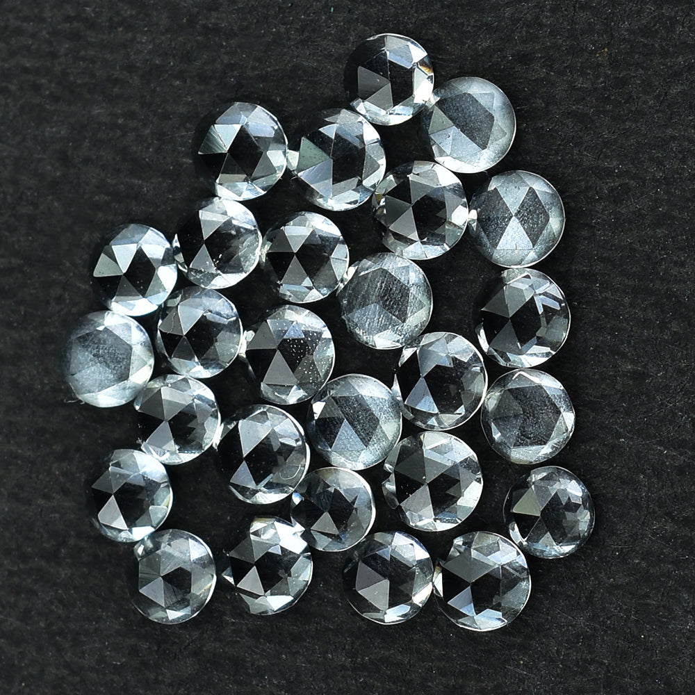 CRYSTAL ROCK QUARTZ ROSE CUT ROUND CAB (WHITE/CLEAN)3.00X3.00 MM 0.17 CTS