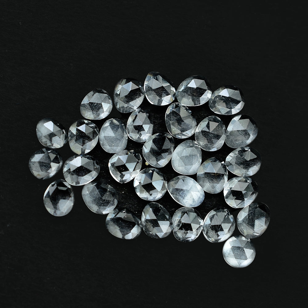 CRYSTAL ROCK QUARTZ ROSE CUT PEAR CAB (WHITE/CLEAN) 4.00X3.00 MM 0.14 CTS