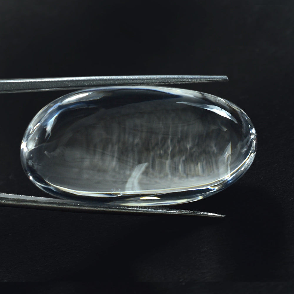 CRYSTAL ROCK QUARTZ PLAIN LENTIL OVAL (WHITE)(SI) 40.00X20.00 MM 91.70 CTS