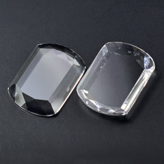 CRYSTAL TABLE CUT FLAT BOTTOM SHIELD CAB 20X15MM 9.68 Cts.
