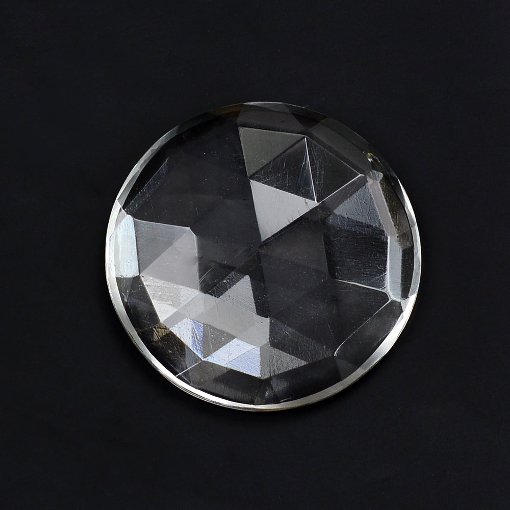 CRYSTAL ROSE CUT ROUND CAB (FLAT) 18MM 11.6 Cts.