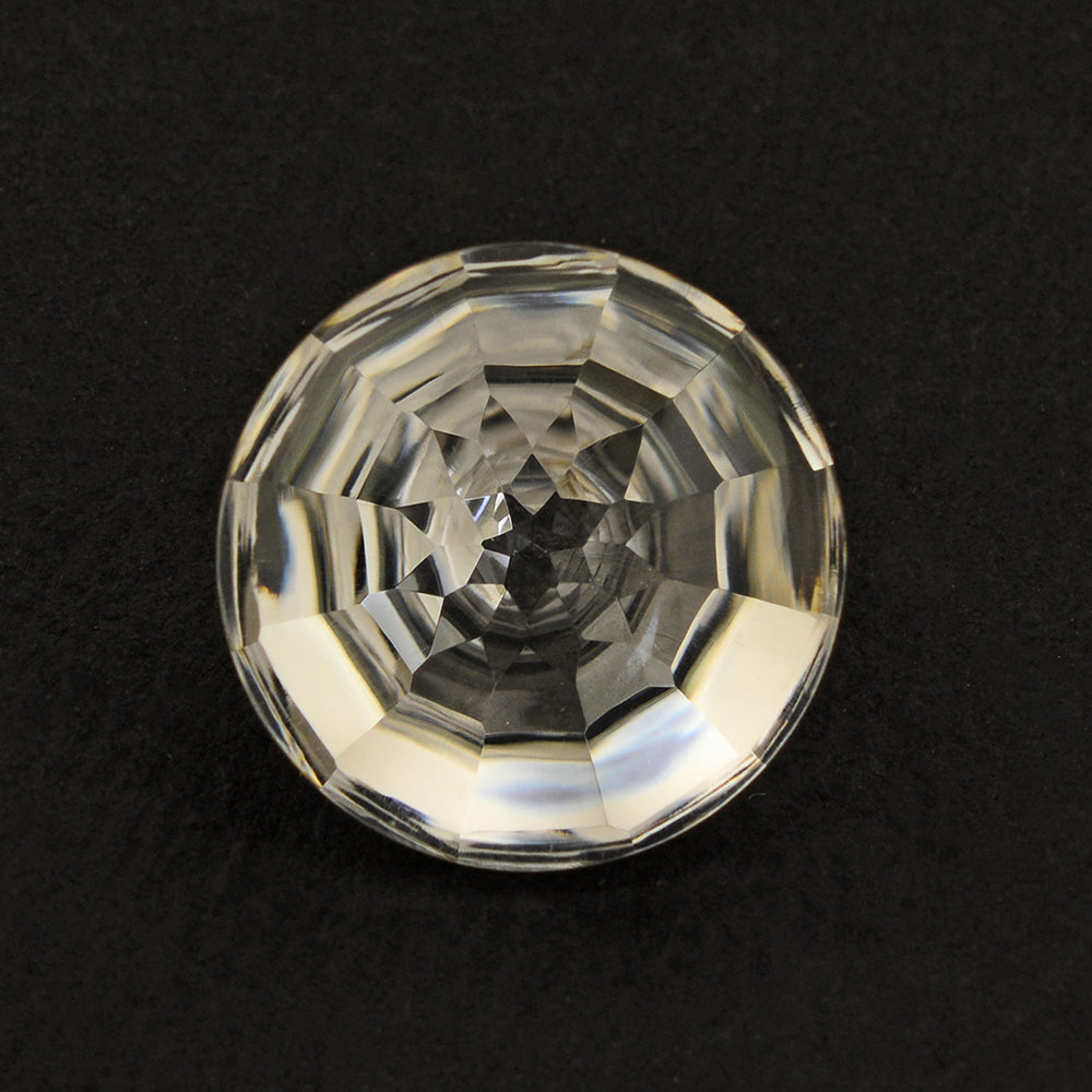 CRYSTAL BUFFTOP CONCAVE STEP CUT BACK ROUND (DES#47) 15MM 11.65 Cts.
