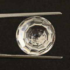 CRYSTAL BUFFTOP CONCAVE STEP CUT BACK ROUND (DES#47) 15MM 11.65 Cts.