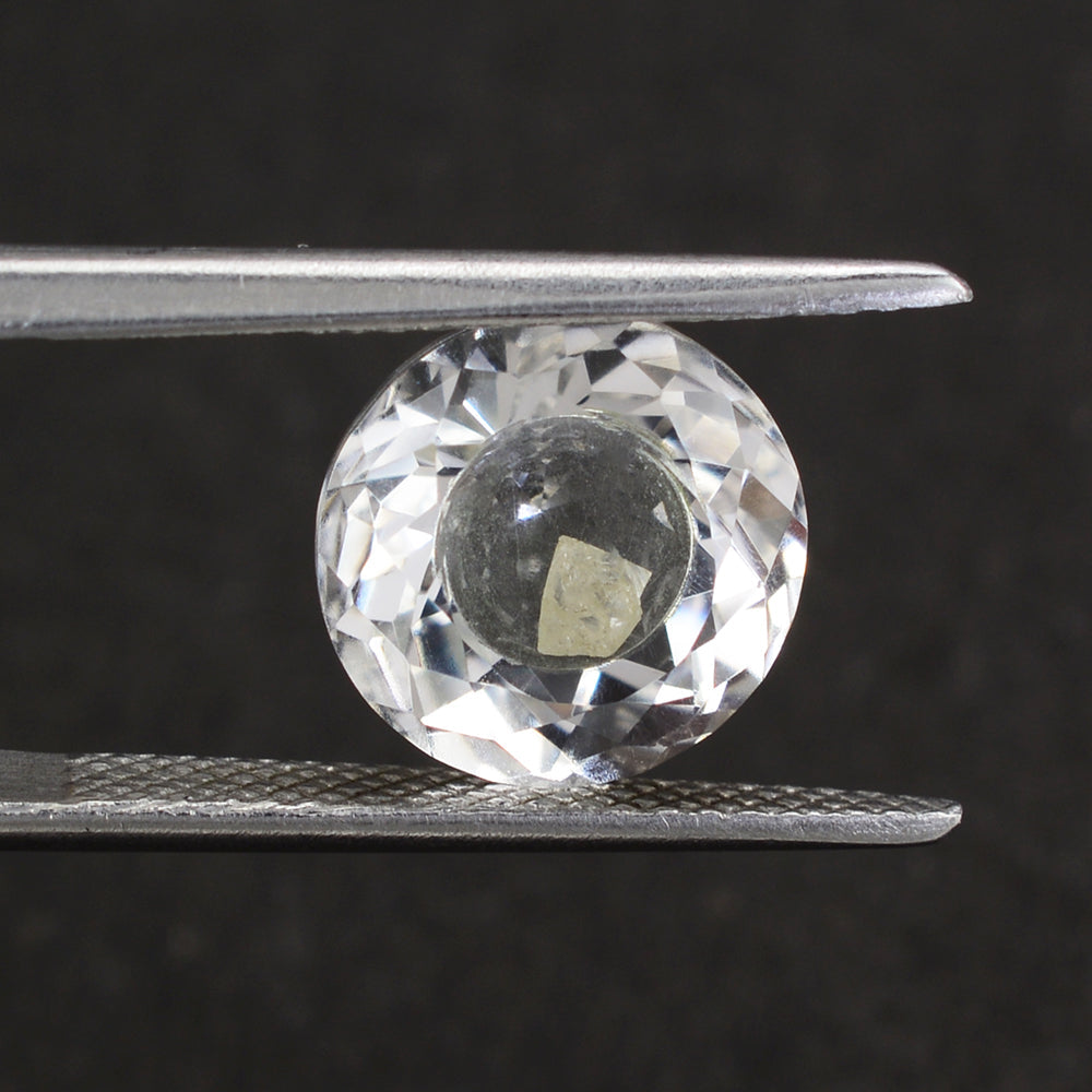 CRYSTAL CUT ROUND WITH DIAMOND ROUGH INSIDE 10MM 3.70 Cts.