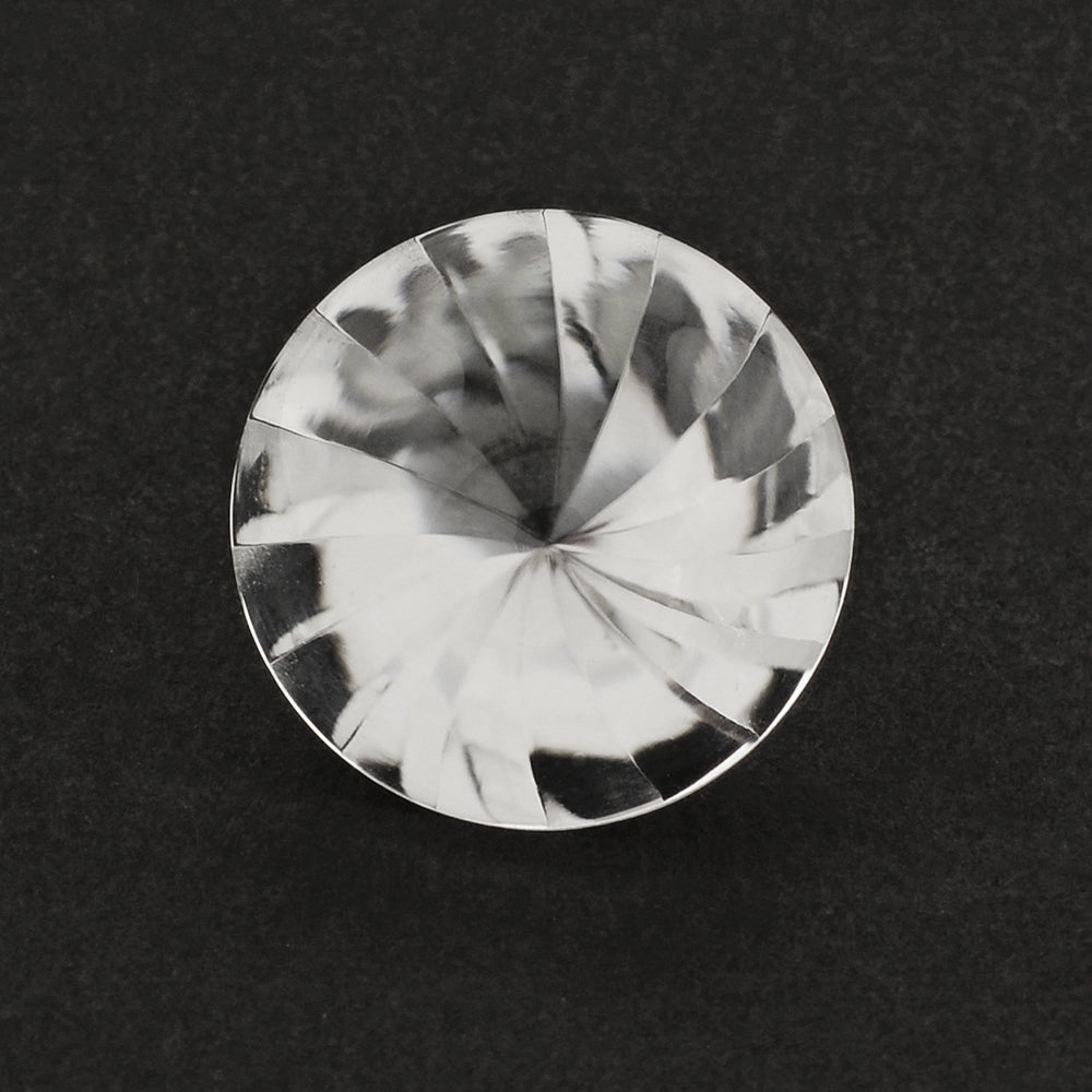 CRYSTAL BUFFTOP ROUND WITH TWISTED CONCAVE (DES#31) 15MM 11.15 Cts.