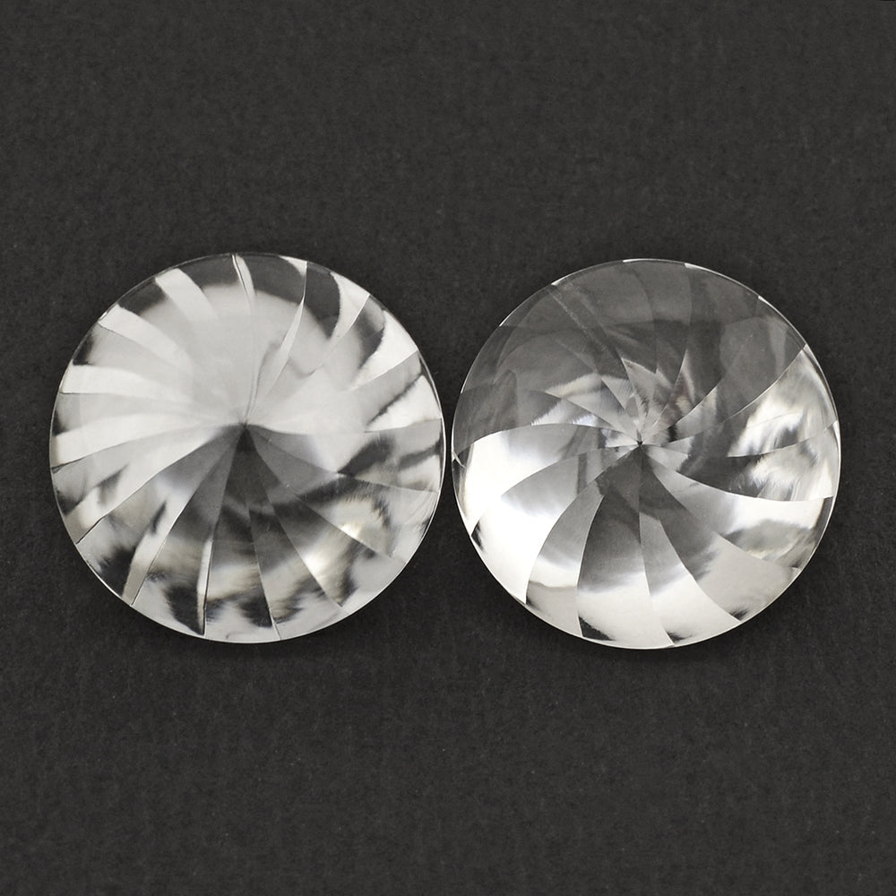 CRYSTAL BUFFTOP ROUND WITH TWISTED CONCAVE (DES#31) 15MM 11.15 Cts.
