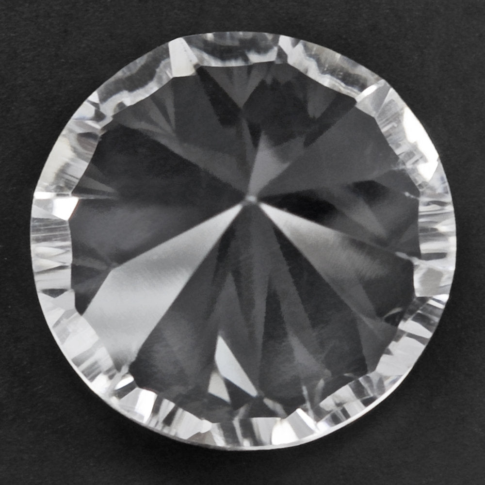 CRYSTAL CONCAVE STRAIGHT FACET ROUND (DES#77) 14MM 8.79 Cts.