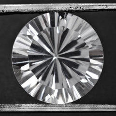 CRYSTAL CONCAVE STRAIGHT FACET ROUND (DES#77) 14MM 8.79 Cts.