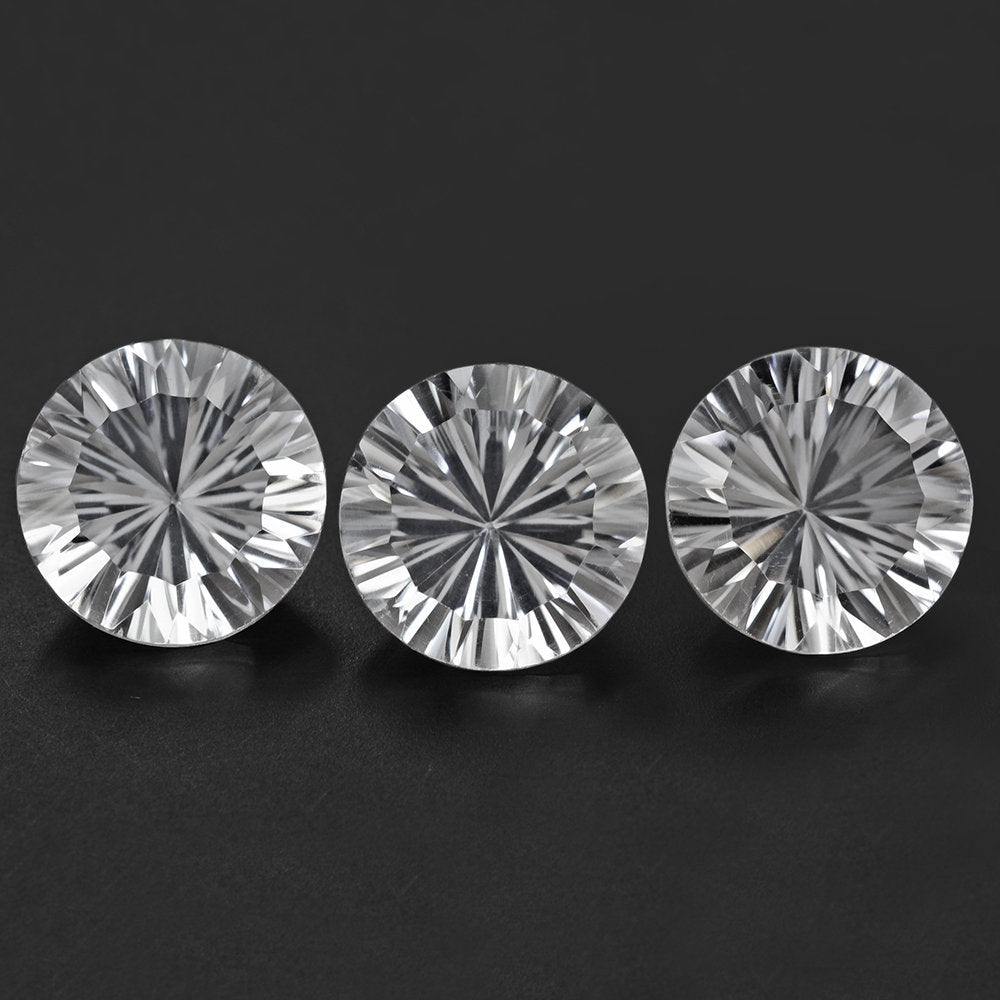 CRYSTAL CONCAVE STRAIGHT FACET ROUND (DES#77) 14MM 8.79 Cts.