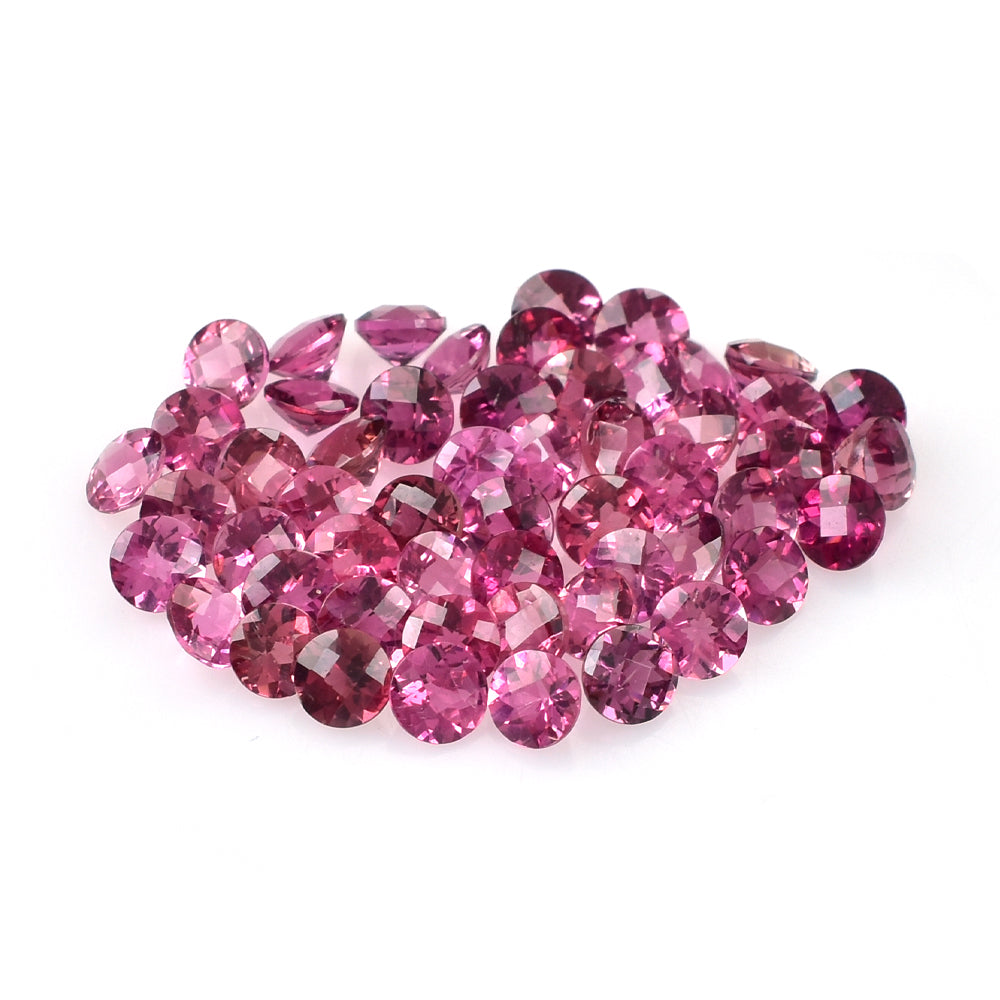 RUBELLITE CHECKER CUT ROUND 4MM 0.25 Cts.