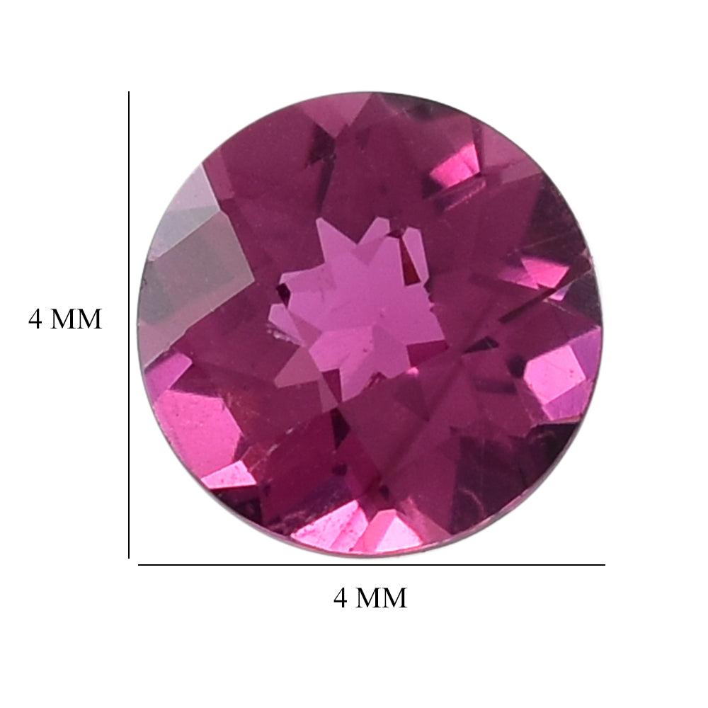 RUBELLITE CHECKER CUT ROUND 4MM 0.25 Cts.