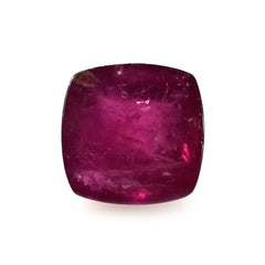 RUBELLITE RED SUGARLOAF CUSHION CAB (VERY MILKY) 10X10MM 5.18 Cts.