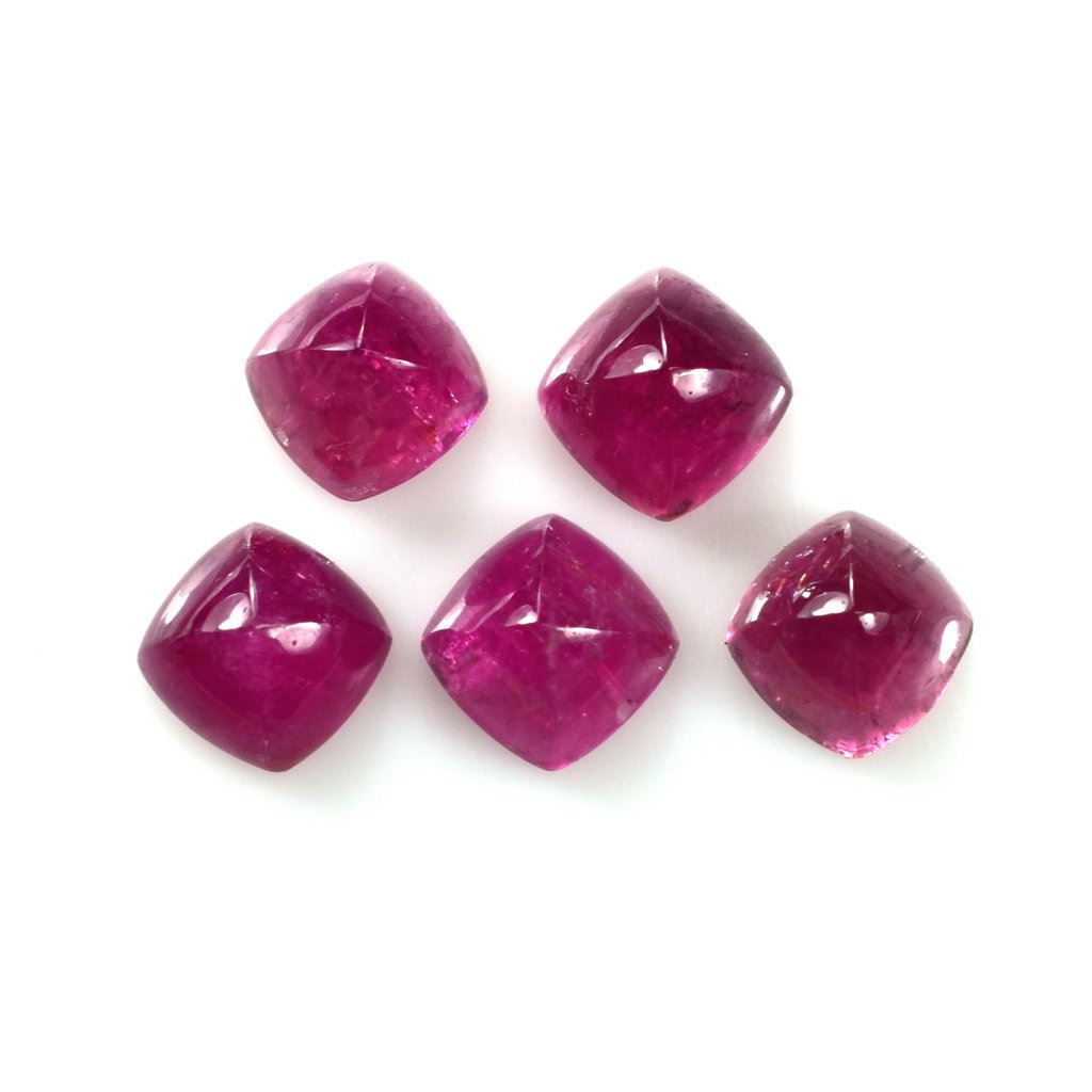 RUBELLITE RED SUGARLOAF CUSHION CAB (VERY MILKY) 10X10MM 5.18 Cts.