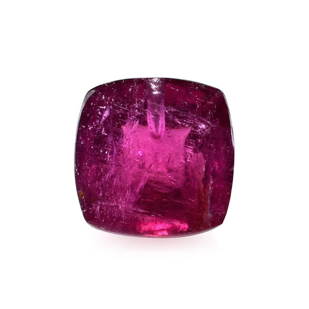 RUBELLITE RED SUGARLOAF CUSHION CAB (SEMI MILKY) 10X10MM 5.25 Cts.