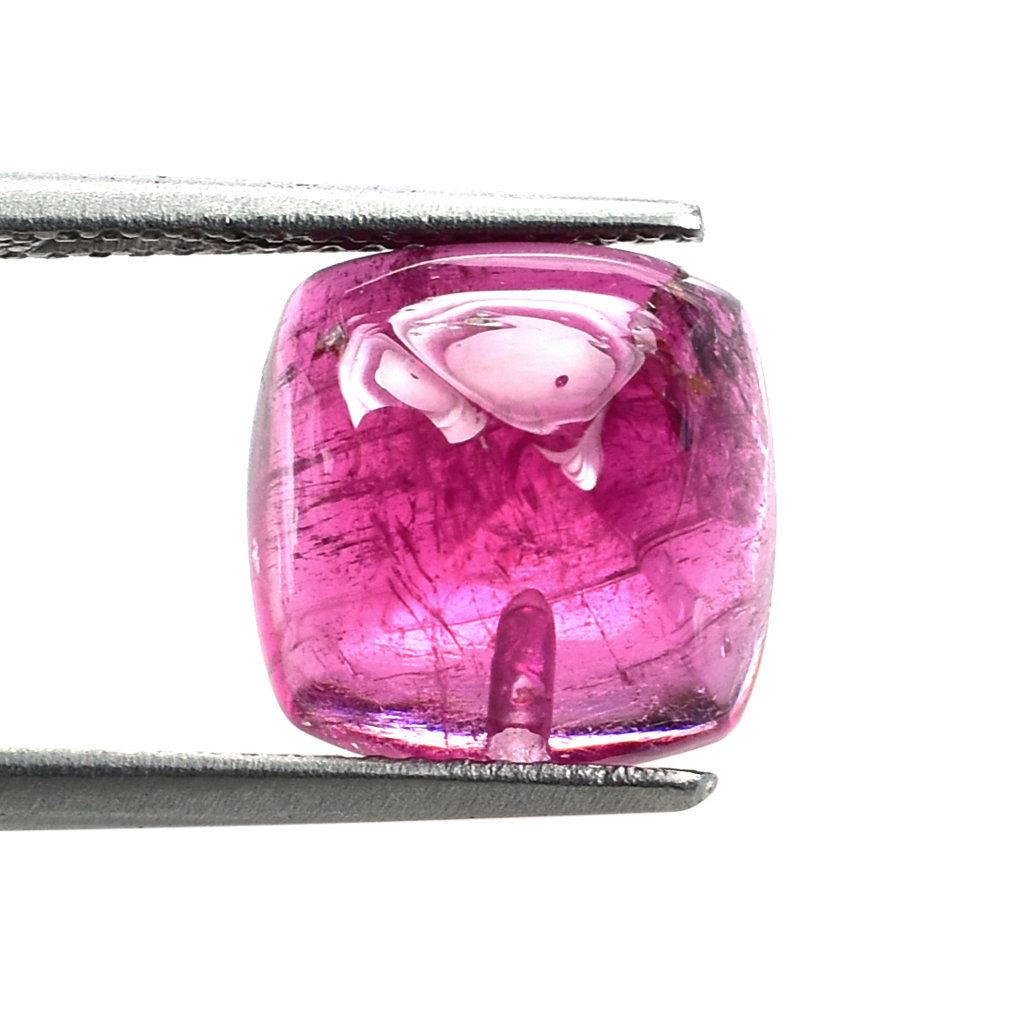 RUBELLITE RED SUGARLOAF CUSHION CAB (SEMI MILKY) 10X10MM 5.25 Cts.