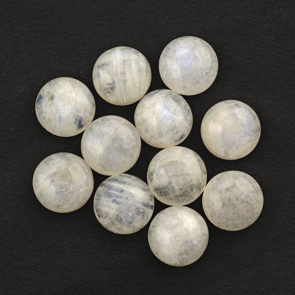 RAINBOW MOONSTONE ROUND CAB (CLOUDY) 12MM 6.60 Cts.