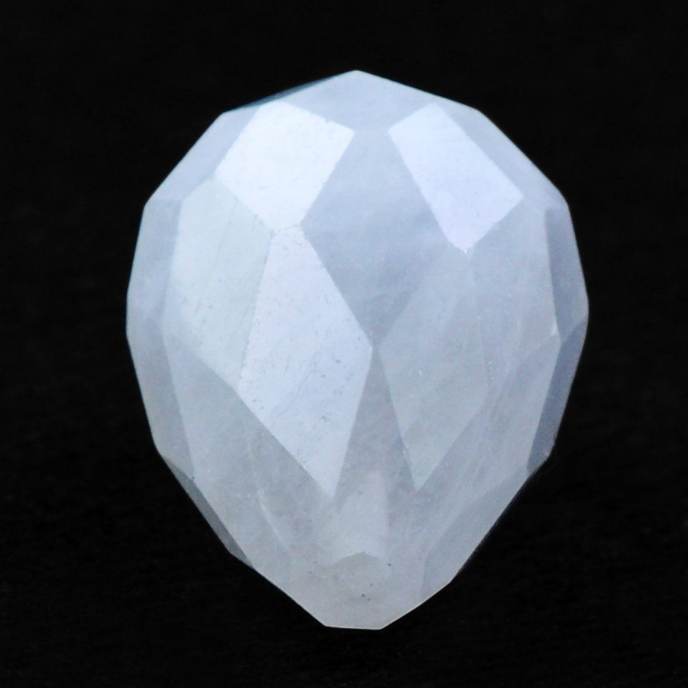 RAINBOW MOONSTONE CHECKER CUT DROP (HALF DRILL 1MM) (CLOUDY) 14X10MM 9.42 Cts.