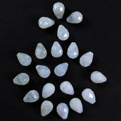 RAINBOW MOONSTONE CHECKER CUT DROP (HALF DRILL 1MM) (CLOUDY) 14X10MM 9.42 Cts.