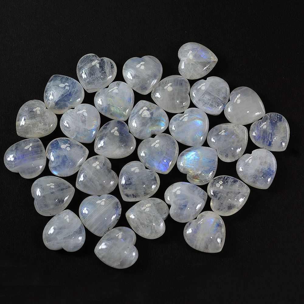 RAINBOW MOONSTONE LENTIL HEART (CLOUDY) 18 MM 1.78 Cts.