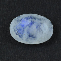 RAINBOW MOONSTONE CHECKER CUT BRIOLETTE OVAL (CLOUDY) 14X10 MM 4.35 Cts.