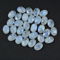 RAINBOW MOONSTONE CHECKER CUT BRIOLETTE OVAL (CLOUDY) 14X10 MM 4.35 Cts.