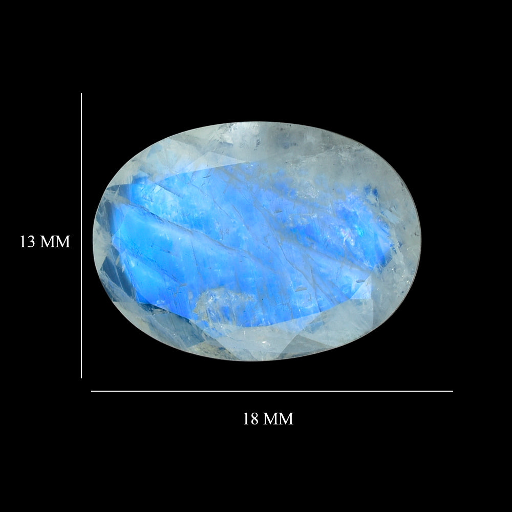 RAINBOW MOONSTONE BOTH SIDE TABLE CUT OVAL CAB (SEMI CLOUDY) 18X13MM 7.50 Cts.