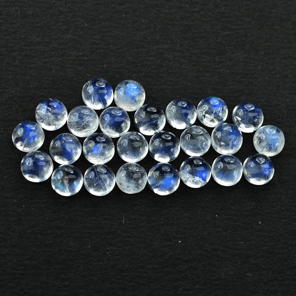 RAINBOW MOONSTONE PLAIN ROUND CAB (SEMI CLOUDY) 4X4MM 0.3 Cts.