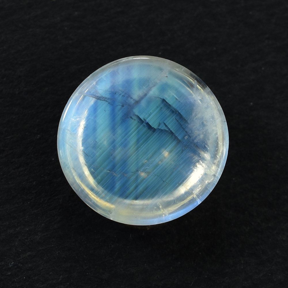 RAINBOW MOONSTONE PLAIN ROUND CAB (MODERATE INCLUSION) 10X10MM 3.82 Cts.