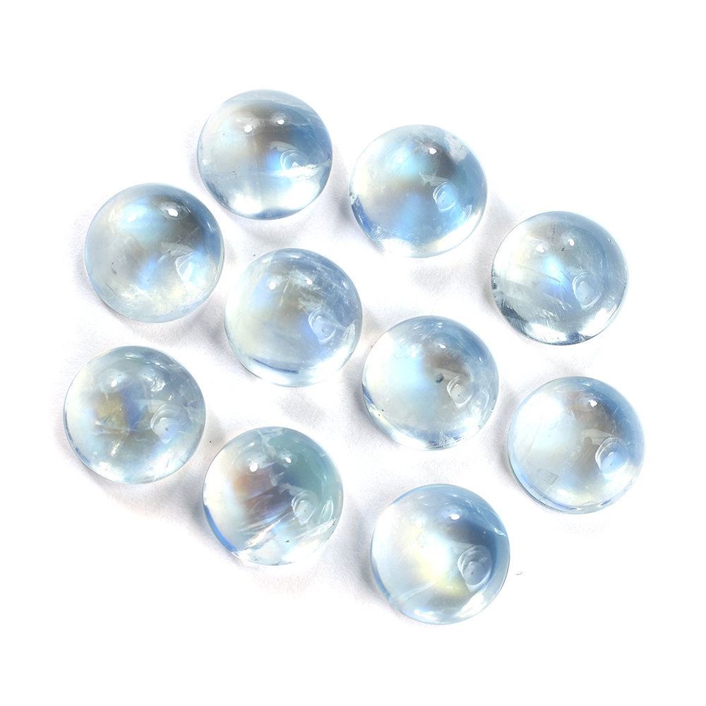 RAINBOW MOONSTONE PLAIN ROUND CAB (MODERATE INCLUSION) 10X10MM 3.82 Cts.