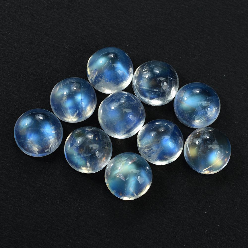 RAINBOW MOONSTONE PLAIN ROUND CAB (MODERATE INCLUSION) 10X10MM 3.82 Cts.